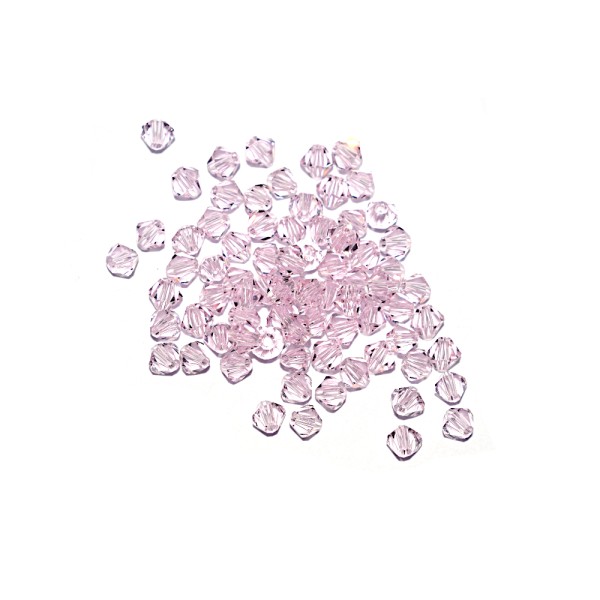 Toupie à facettes cristal 4x4 mm Light Rose x10 - Photo n°1