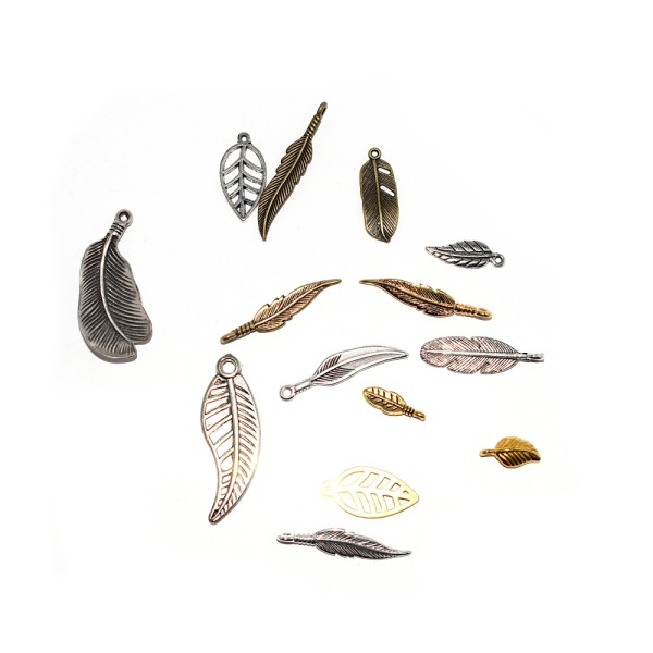 Assortiment breloques/pendentifs plumes mix x20 - Photo n°1