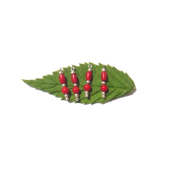 Corail Bambou : 4 mini breloques 2 CM de hauteur x 3.5 MM - Photo n°1