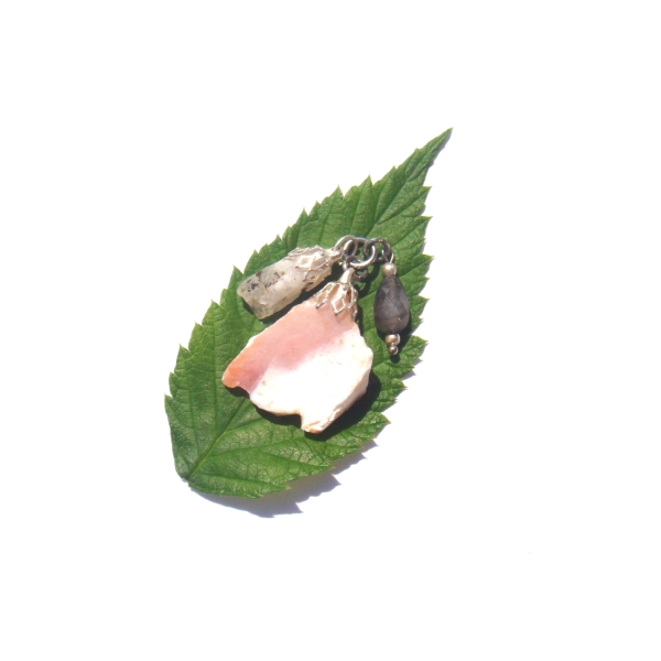 Pendentif Opale Rose, Pierre de Lune, Labradorite 3.8 CM de hauteur - Photo n°3