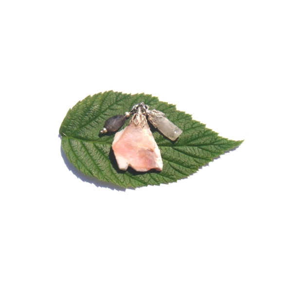Pendentif Opale Rose, Pierre de Lune, Labradorite 3.8 CM de hauteur - Photo n°1