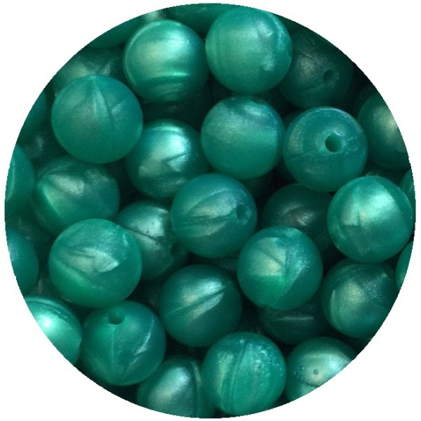 5 Perles Silicone 15mm Couleur Vert Marbre, Creation Attache Tetine - Photo n°1