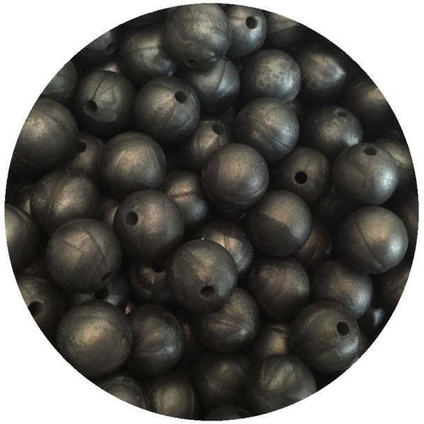 10 Perle 12mm Silicone Couleur Noir Marbre, Creation Bijoux, Attache tetine - Photo n°1