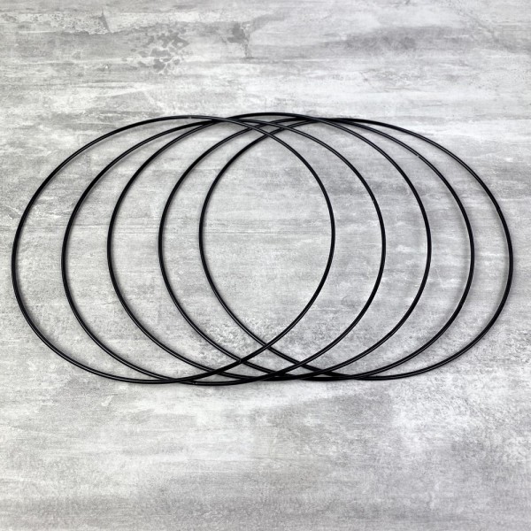 Lot de 5 Cercles métalliques noir, diam. 20 cm pour abat-jour, Anneaux epoxy Attrape rêves - Photo n°2