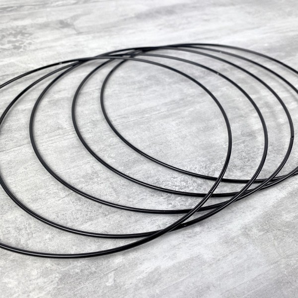 Lot de 5 Cercles métalliques noir, diam. 20 cm pour abat-jour, Anneaux epoxy Attrape rêves - Photo n°4