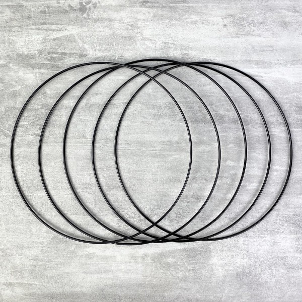 Lot de 5 Cercles métalliques noir, diam. 20 cm pour abat-jour, Anneaux epoxy Attrape rêves - Photo n°1