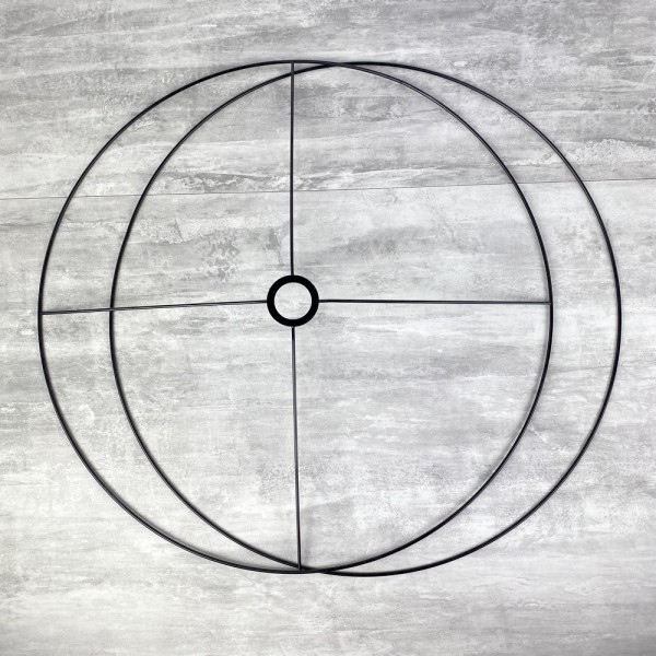 Grand Set d'Ossature Noir diam. 60 cm pour suspension ou abat-jour, anneaux ronds en Epoxy, pour dou - Photo n°1