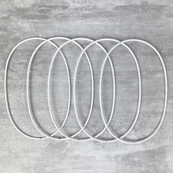 Lot de 5 Ovales métalliques blanc, 20 x 13 cm pour abat-jour, Epoxy blanc Attrape rêves - Photo n°3