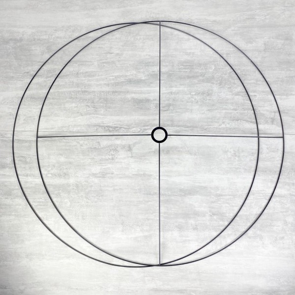 Grand Set d'Ossature Noir diam. 90 cm pour suspension ou abat-jour, anneaux ronds en Epoxy, pour dou - Photo n°1