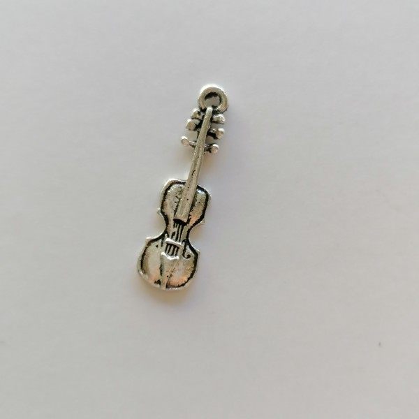 Breloque pendentif violon en métal blanc - Photo n°1