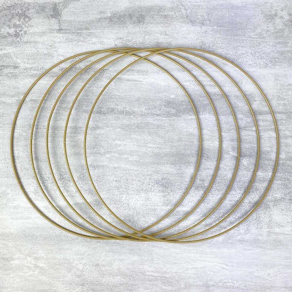 Lot de 5 Cercles métalliques doré ancien, diam. 30 cm pour abat-jour, Anneaux epoxy Attrape rêves - Photo n°1