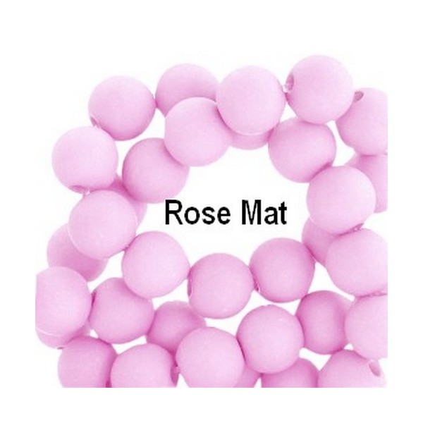 Lot de 100  perles acryliqes 8mm de diametre  rose mat - Photo n°1