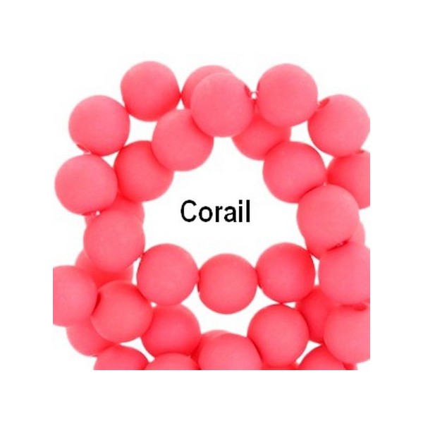 Lot de 100  perles acryliqes 8mm de diametre corail - Photo n°1