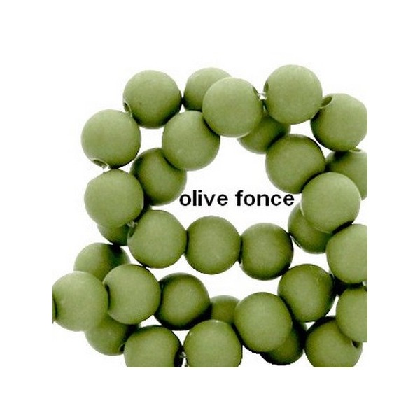 Lot de 100  perles acryliqes 8mm de diametre vert olive - Photo n°1