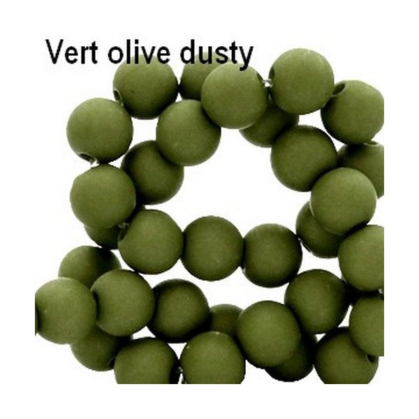 Lot de 100  perles acryliqes 8mm de diametre vert dusty - Photo n°1