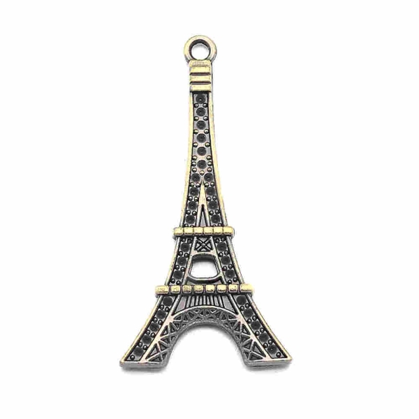 Grande tour Eiffel Tibétain couleur bronze breloque pendentif bijoux x 5 pièces - Photo n°1