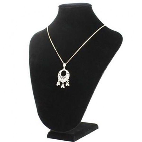 Porte bijoux buste porte collier chaîne en velours 23 cm Noir - Photo n°1