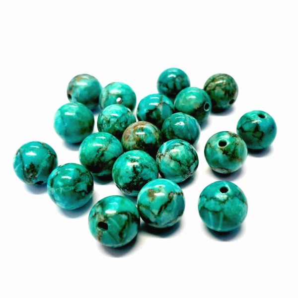 Perles pierre semi précieuse naturelle turquoise Africaine Turquoise8 mm lot de 10 perles - Photo n°1