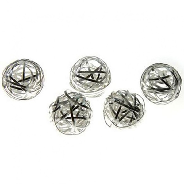 Perles rondes 20mm métal ajouré (5 pièces) Argenté - Photo n°1