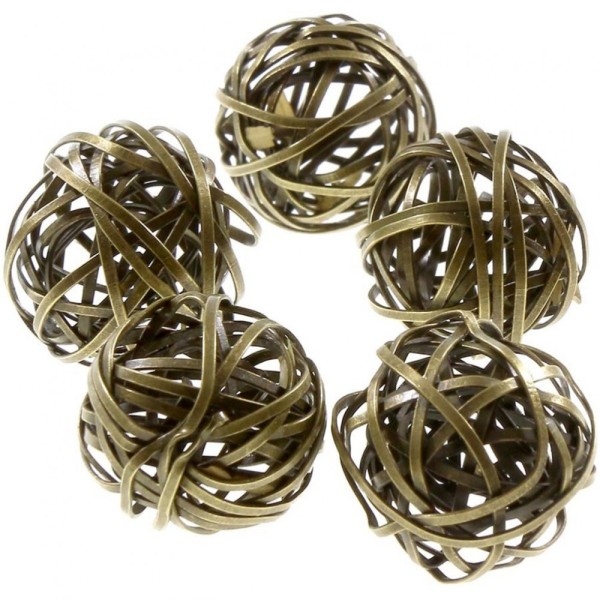 Perles rondes 20mm métal ajouré (5 pièces) Bronze - Photo n°1