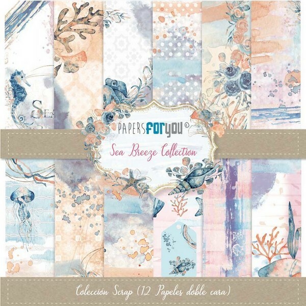 12 papiers scrapbooking 30 x 32 cm Die cuts Papers for You SEA BREEZE Collection - Photo n°1