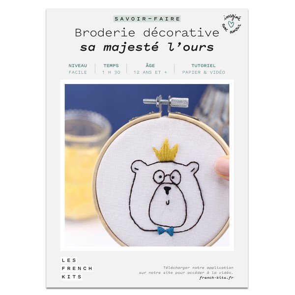 French Kits Broderie décorative - Sa majesté l'Ours - 10 cm - Photo n°2