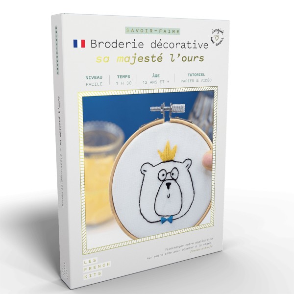 French Kits Broderie décorative - Sa majesté l'Ours - 10 cm - Photo n°1