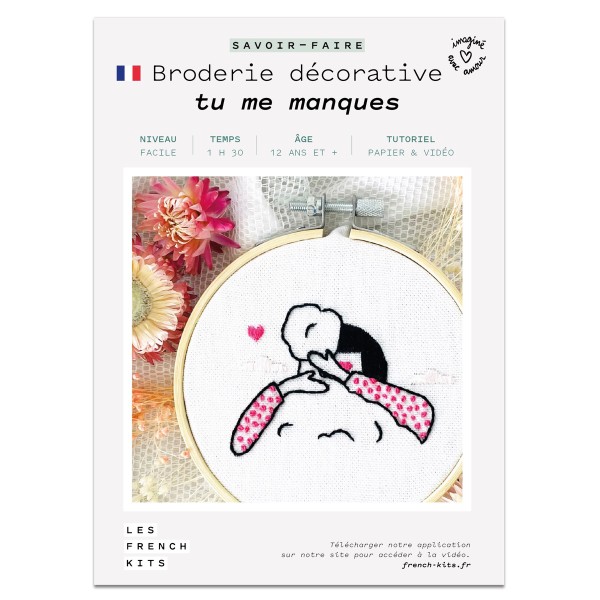 French Kits Broderie décorative - Tu me manques - 10 cm - Photo n°2