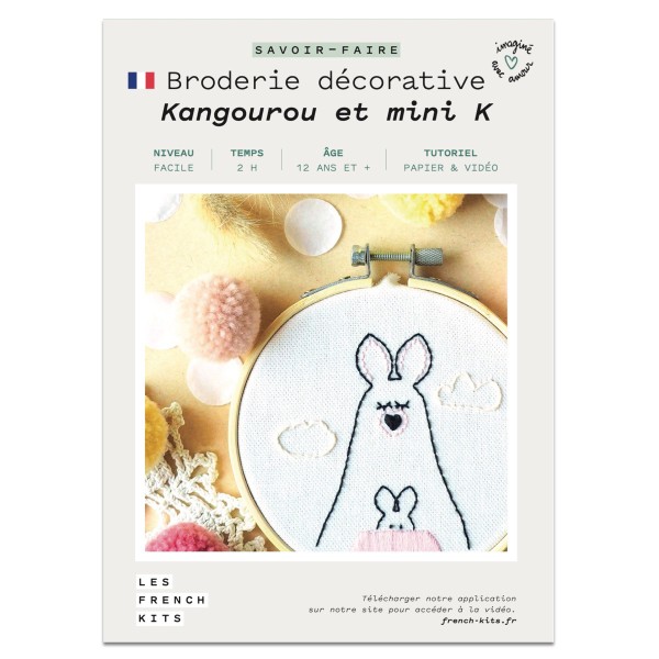 French Kits Broderie décorative - Kangourou et mini K - 10 cm - Photo n°2