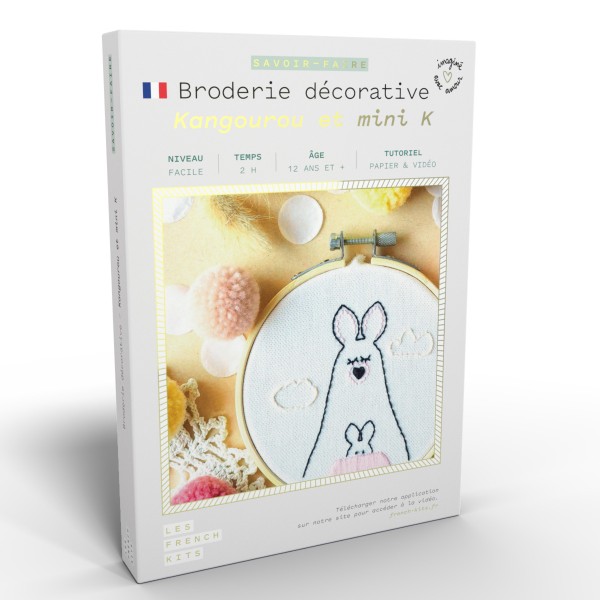 French Kits Broderie décorative - Kangourou et mini K - 10 cm - Photo n°1