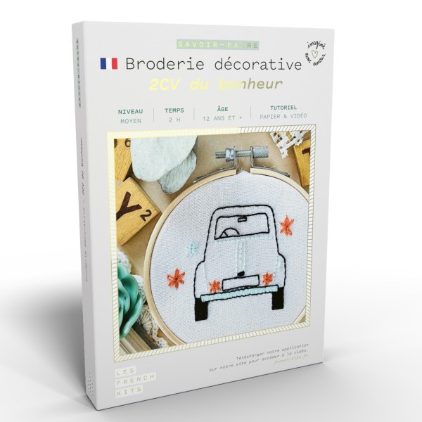 French Kits Broderie décorative - 2 CV du bonheur - 10 cm - Photo n°1