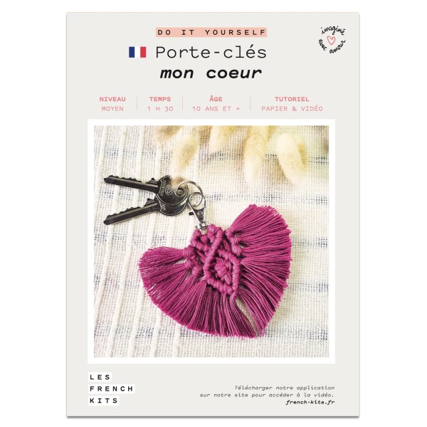 French Kits Macramé - Porte-clés Coeur - 1 pce - Photo n°2
