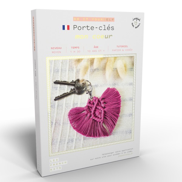 French Kits Macramé - Porte-clés Coeur - 1 pce - Photo n°1