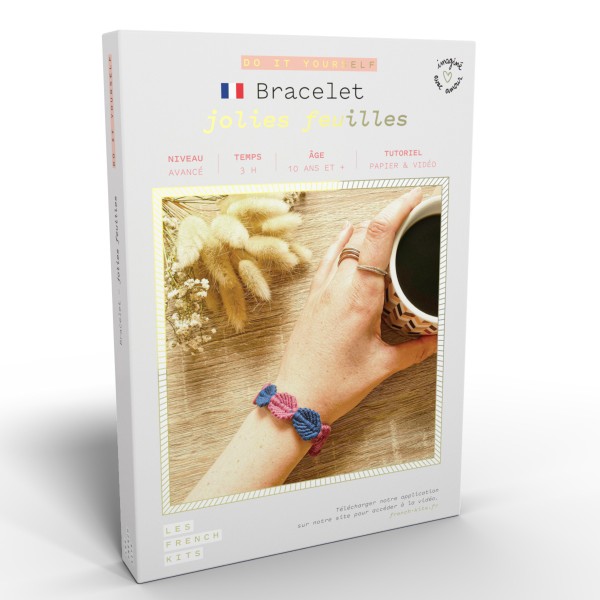 French Kits Macramé - Bracelet jolies feuilles - 1 pce - Photo n°1