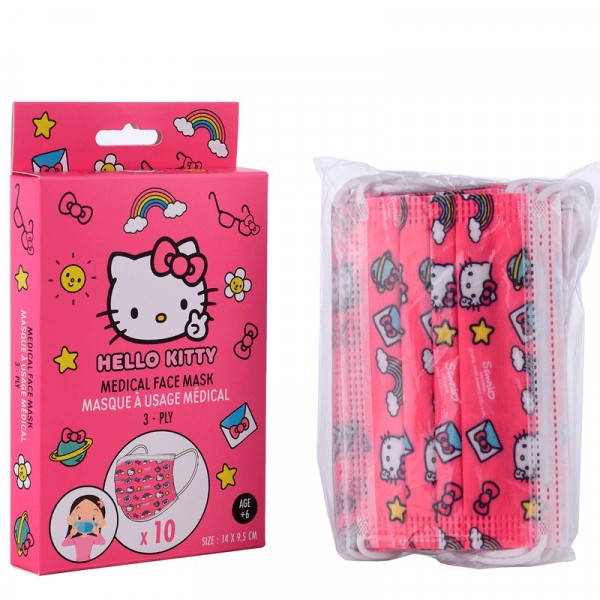 Lot de 10 masques enfants usage unique Hello Kitty - Photo n°1