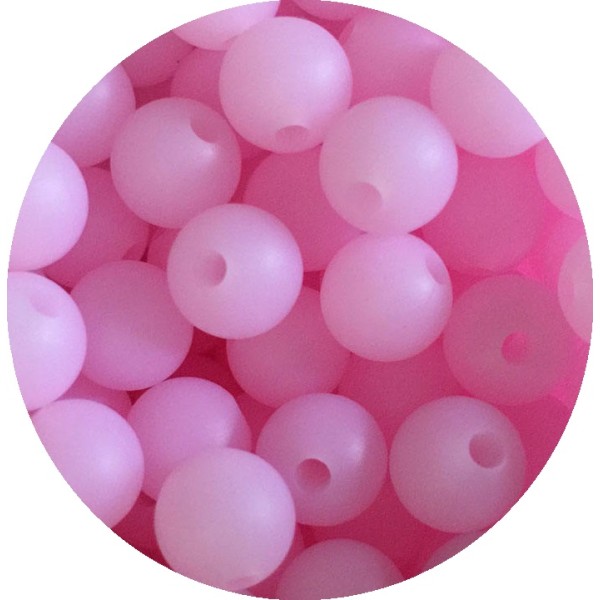 10 Perle Silicone 9mm Couleur Rose Givré, Creation bijoux, Attache Tetine - Photo n°1
