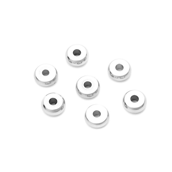 PS110212404 PAX 10 Perles intercalaires rondelles 5mm en Acier Inoxydable 304 Coloris Argent pour b - Photo n°1