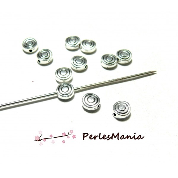 BU131204103439 PAX 50 perles intercalaires Rondes plates Spirales metal couleur Argent Antique - Photo n°1