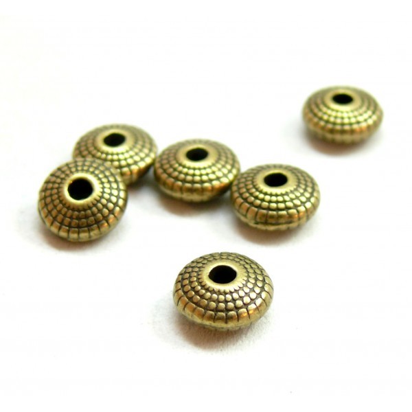 H391Y PAX de 25 perles - intercalaires- stries 8mm - métal couleur Bronze - Photo n°1