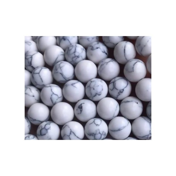 S11665899 Lot 1 fil d'environ 65 perles ronde 6mm - Howlite - turquoise synthétique - Gris Marbré - Photo n°1