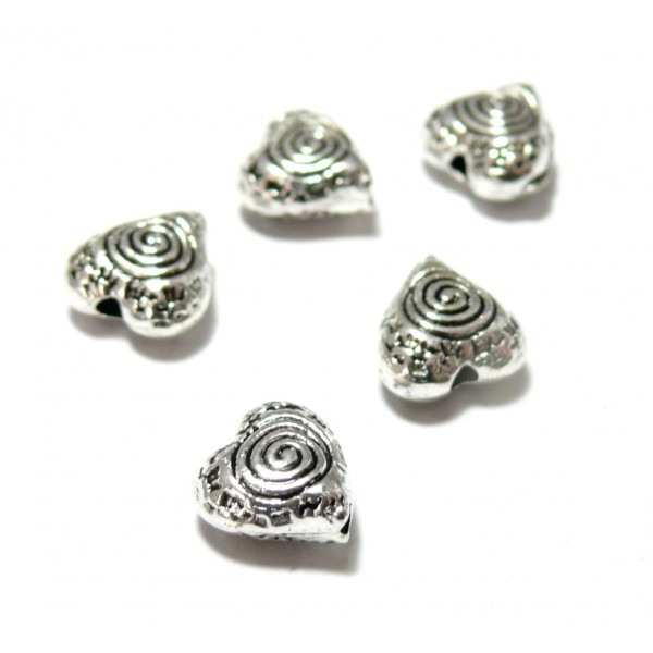 Perles escargot de mer 11mm x 8mm en métal argenté 6 ou 20 pcs 