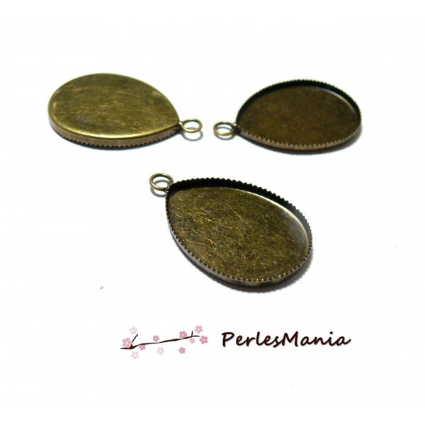 BN1121804 PAX 10 Supports de pendentif - Goutte Plateau 13 par 18mm - metal coloris Bronze - Photo n°1