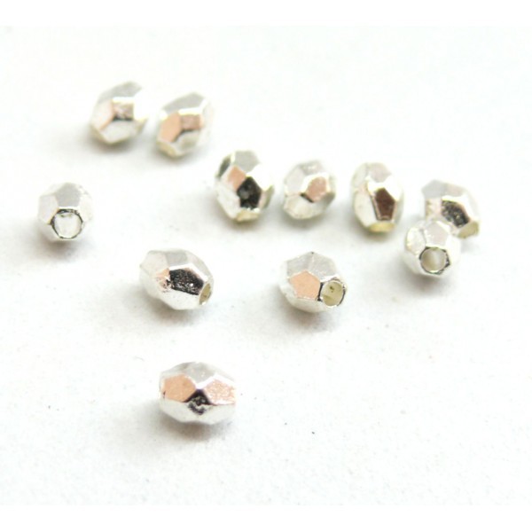 PS110139561 PAX 100 perles intercalaires - Facettée 4 par 3mm - métal couleur ARGENT VIF - Photo n°1
