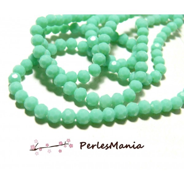 1 fil d'environ 200 perles Rondes à facettes en verre 2mm Vert Pastel H166602I - Photo n°1