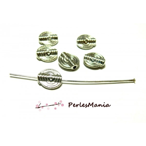 H025 Lot de 20 perles intercalaire ROND spirale 11mm métal coloris Argent Platine - Photo n°1