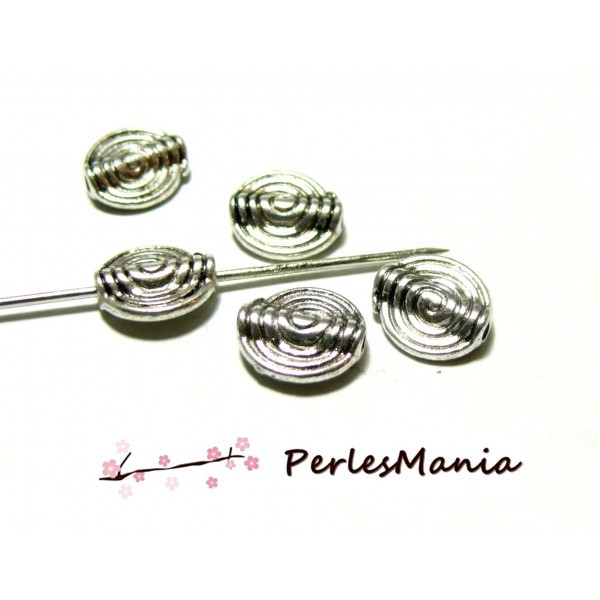 H025 Lot de 20 perles intercalaire ROND spirale 11mm métal coloris Argent Antique - Photo n°1