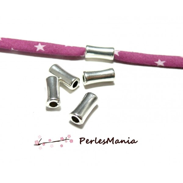 REF 118 Lot de 20 perles intercalaire TUBE 12 mm métal coloris Argent Platine - Photo n°1