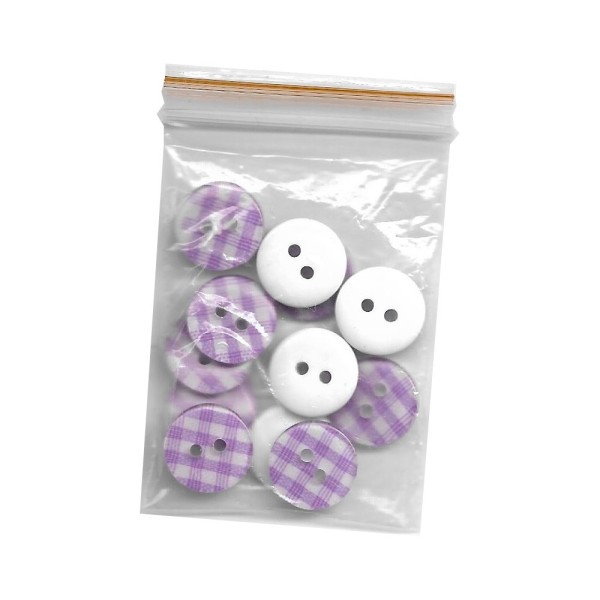 12 boutons en résine Vichy violet 13 mm pour Scrapbooking ou Couture - Photo n°2
