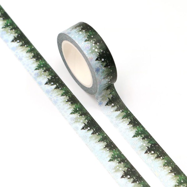 Masking tape métallisé forêt enneigée 15mm x 10m - Photo n°2