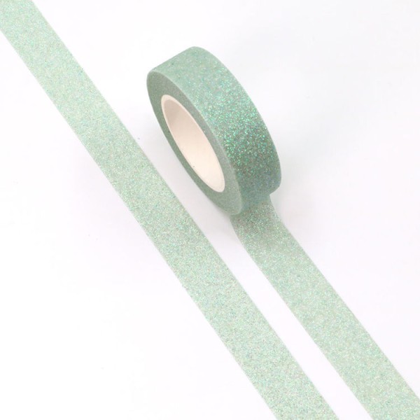 Masking tape Glitter paillettes vert 15mm x 5m - Photo n°2